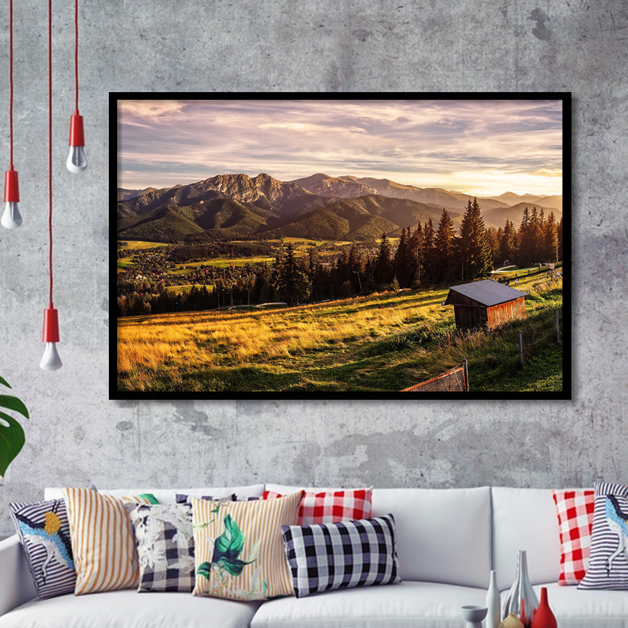 A view of The Tatra Mountains and Zakopane in summer Poland Framed Art Prints Wall Decor - Painting Art, Wall Art, Home Decor