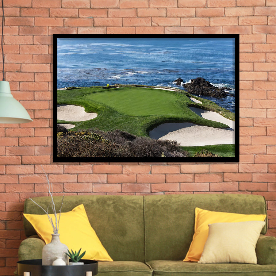 A view of hole 7 at Pebble Beach golf links Framed Art Prints Wall Decor - Painting Art, Wall Art, Home Decor