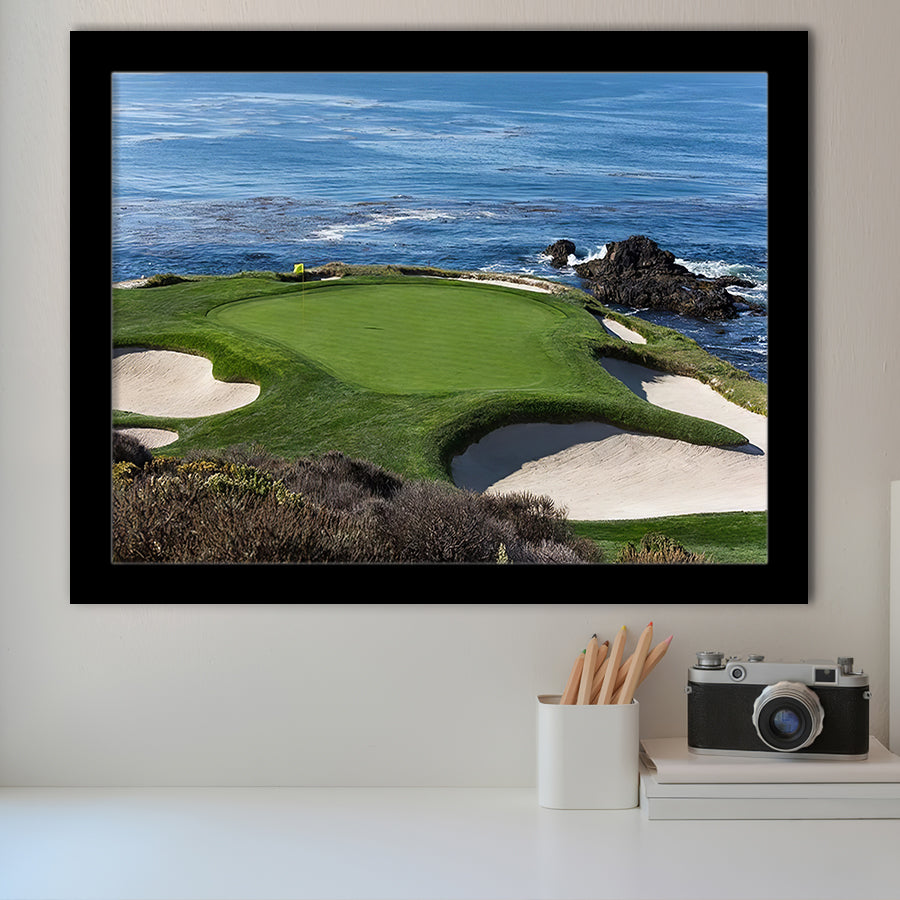 A view of hole 7 at Pebble Beach golf links Framed Art Prints Wall Decor - Painting Art, Wall Art, Home Decor