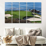A view of hole 7 at Pebble Beach golf links 5 Pieces Canvas Prints Wall Art - Painting Canvas, Multi Panels, Wall Decor