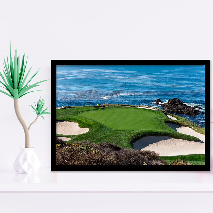 A view of hole 7 at Pebble Beach golf links Framed Art Prints Wall Decor - Painting Art, Wall Art, Home Decor