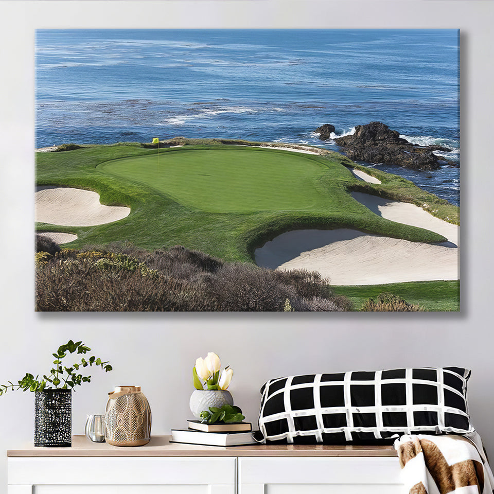 A view of hole 7 at Pebble Beach golf links Canvas Prints Wall Art - Painting Canvas, Wall Decor, Home Decor, Prints for Sale