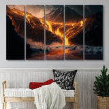 A Volcano River Erupting Gold Extra Large Canvas Prints Multi Panels B Wall Art Prints Home Decor