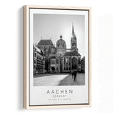 Aachen Germany Black And White Art Framed Canvas Prints Wall Art Home Decor, Floating Frame