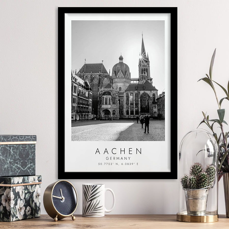 Aachen Germany Black And White Art Framed Art Prints Wall Art Decor, Framed Picture