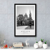 Aachen Germany Black And White Art Framed Canvas Prints Wall Art Home Decor, Floating Frame
