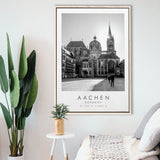 Aachen Germany Black And White Art Framed Canvas Prints Wall Art Home Decor, Floating Frame