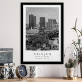 Abidjan Côte D'Ivoire Skyline Black And White Travel Photo Print Framed Art Prints Wall Art Decor, Framed Picture