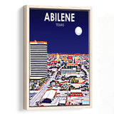 Abilene tx Art Texas Night or City Night Landscape, Large Canvas, Framed Canvas Print Wall Art Home Decor, Floating Frame