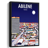 Abilene tx Art Texas Night or City Night Landscape, Large Canvas, Framed Canvas Print Wall Art Home Decor, Floating Frame