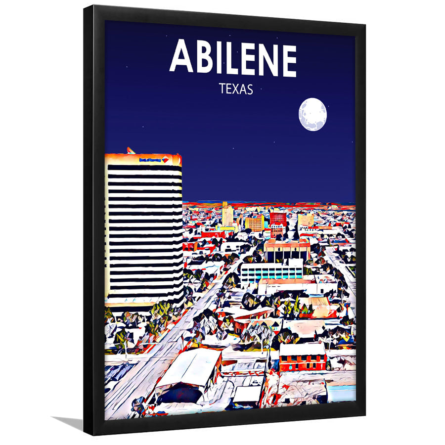 Abilene tx Art Texas Night or City Night Landscape, City Art Print, Framed Art Print Wall Art Home Decor, Framed Picture
