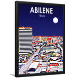 Abilene tx Art Texas Night or City Night Landscape, City Art Print, Framed Art Print Wall Art Home Decor, Framed Picture