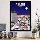 Abilene tx Art Texas Night or City Night Landscape, City Art Print, Framed Art Print Wall Art Home Decor, Framed Picture