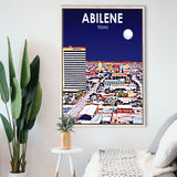 Abilene tx Art Texas Night or City Night Landscape, Large Canvas, Framed Canvas Print Wall Art Home Decor, Floating Frame