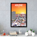 Abilene tx Art Texas Sunset or City Night Landscape, Large Canvas, Framed Canvas Print Wall Art Home Decor, Floating Frame
