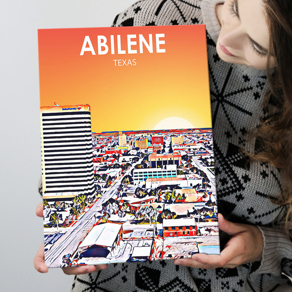 Abilene tx Art Texas Sunset or City Night Landscape ,City Art Print, Large Canvas, Canvas Print Wall Art Home Decor