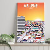 Abilene tx Art Texas Sunset or City Night Landscape ,City Art Print, Large Canvas, Canvas Print Wall Art Home Decor