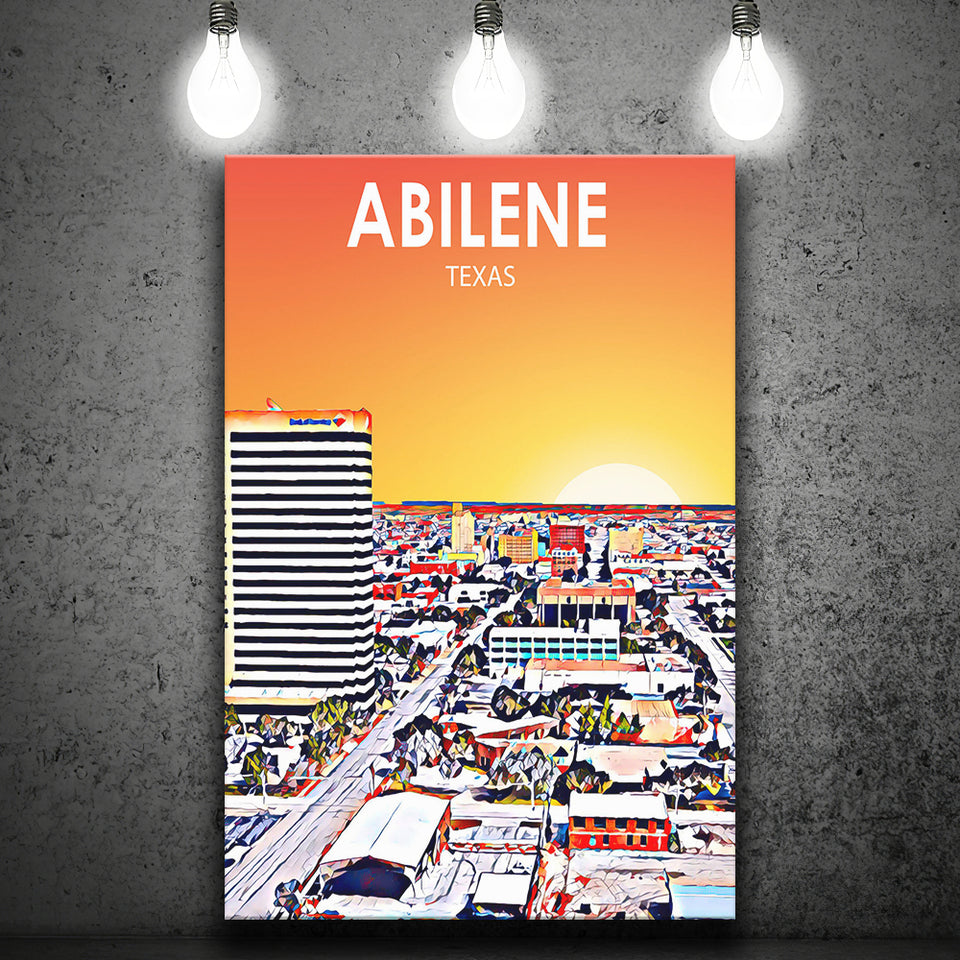 Abilene tx Art Texas Sunset or City Night Landscape ,City Art Print, Large Canvas, Canvas Print Wall Art Home Decor