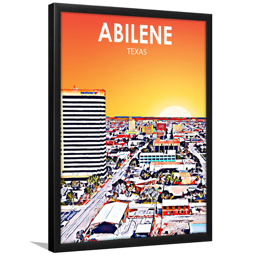 Abilene tx Art Texas Sunset or City Night Landscape, City Art Print, Framed Art Print Wall Art Home Decor, Framed Picture