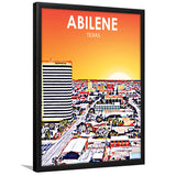 Abilene tx Art Texas Sunset or City Night Landscape, City Art Print, Framed Art Print Wall Art Home Decor, Framed Picture