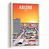 Abilene tx Art Texas Sunset or City Night Landscape, Large Canvas, Framed Canvas Print Wall Art Home Decor, Floating Frame