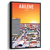 Abilene tx Art Texas Sunset or City Night Landscape, Large Canvas, Framed Canvas Print Wall Art Home Decor, Floating Frame