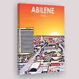 Abilene tx Art Texas Sunset or City Night Landscape ,City Art Print, Large Canvas, Canvas Print Wall Art Home Decor