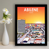 Abilene tx Art Texas Sunset or City Night Landscape, City Art Print, Framed Art Print Wall Art Home Decor, Framed Picture
