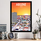 Abilene tx Art Texas Sunset or City Night Landscape, City Art Print, Framed Art Print Wall Art Home Decor, Framed Picture