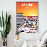 Abilene tx Art Texas Sunset or City Night Landscape, Large Canvas, Framed Canvas Print Wall Art Home Decor, Floating Frame