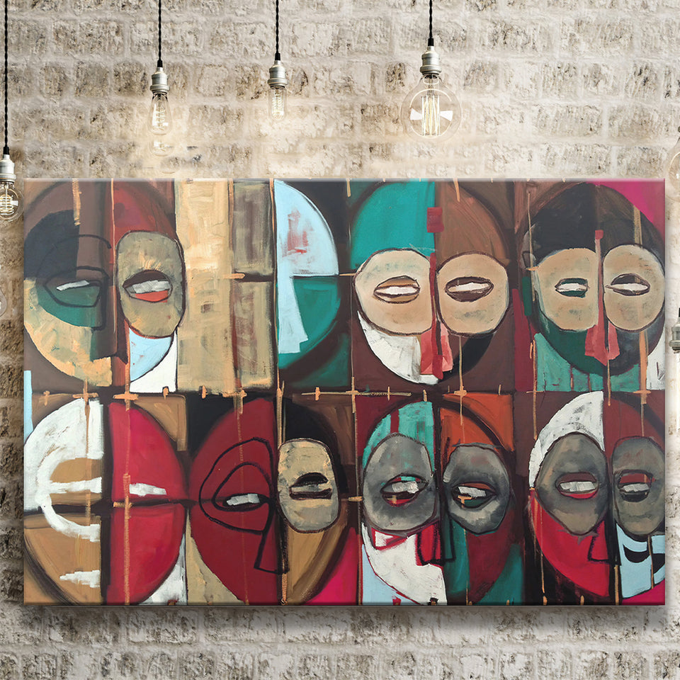 Abstract African Mask Colorful Canvas Prints Wall Art Decor - Painting Canvas,Home Decor, Ready to Hang