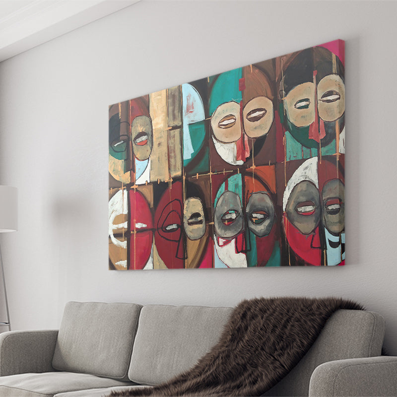 Abstract African Mask Colorful Canvas Prints Wall Art Decor - Painting Canvas,Home Decor, Ready to Hang