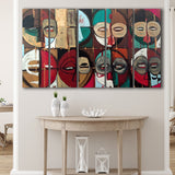 Abstract African Mask Colorful 5 Piece B Canvas Prints Wall Art, Multi Panels,Large Canvas