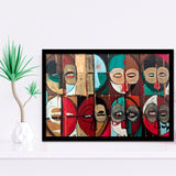 Abstract African Mask Colorful Framed Art Prints Wall Art Decor, Framed Picture, Home Decor