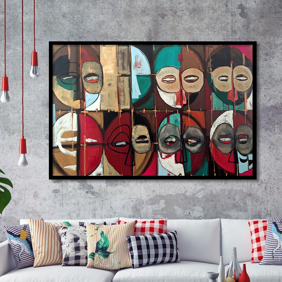Abstract African Mask Colorful Framed Art Prints Wall Art Decor, Framed Picture, Home Decor