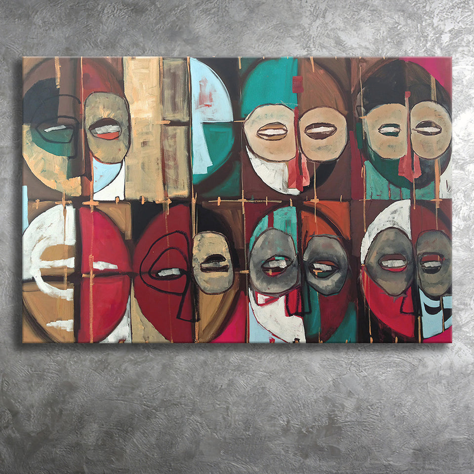 Abstract African Mask Colorful Canvas Prints Wall Art Decor - Painting Canvas,Home Decor, Ready to Hang