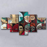 Abstract African Mask Colorful 5 Piece Canvas Prints Wall Art Decor, Multi Panels, Mixed Canvas