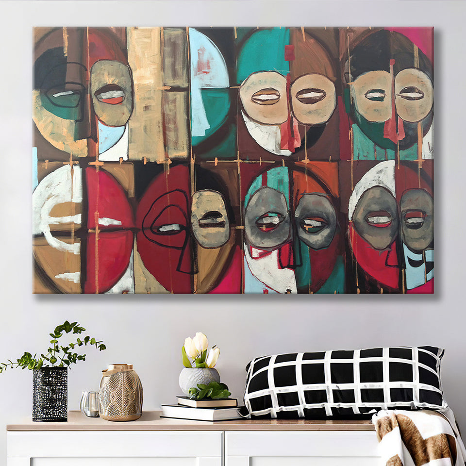 Abstract African Mask Colorful Canvas Prints Wall Art Decor - Painting Canvas,Home Decor, Ready to Hang