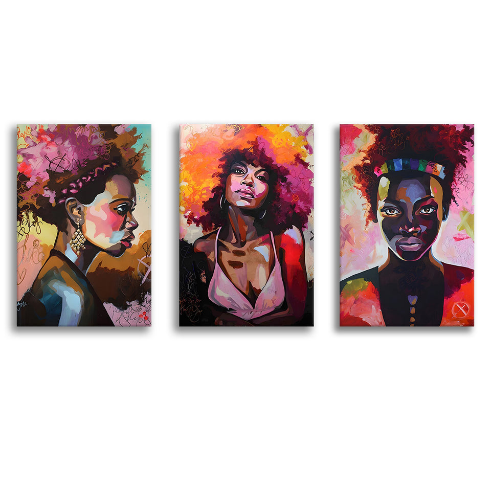 Abstract African Woman Canvas Painting Canvas Posters Prints Art Set of 3 Piece Canvas Prints Wall Art Decor