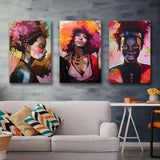 Abstract African Woman Canvas Painting Canvas Posters Prints Art Set of 3 Piece Canvas Prints Wall Art Decor
