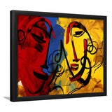 Abstract Art Couple Face Colorful Framed Art Prints Wall Decor, Painting Art, Framed Picture