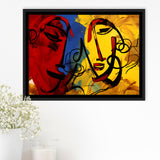 Abstract Art Couple Face Colorful Framed Canvas Prints Wall Art Home Decor, Painting Canvas, Floating Frame