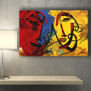 Abstract Art Couple Face Colorful Canvas Prints Wall Art Home Decor, Painting Canvas, Living Room Wall Decor