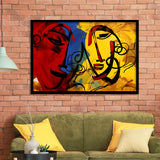 Abstract Art Couple Face Colorful Framed Art Prints Wall Decor, Painting Art, Framed Picture