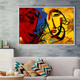 Abstract Art Couple Face Colorful Framed Canvas Prints Wall Art Home Decor, Painting Canvas, Floating Frame