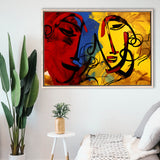 Abstract Art Couple Face Colorful Framed Canvas Prints Wall Art Home Decor, Painting Canvas, Floating Frame