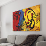 Abstract Art Couple Face Colorful Canvas Prints Wall Art Home Decor, Painting Canvas, Living Room Wall Decor