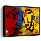 Abstract Art Couple Face Colorful Framed Canvas Prints Wall Art Home Decor, Painting Canvas, Floating Frame