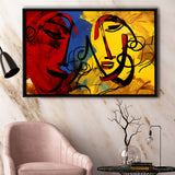 Abstract Art Couple Face Colorful Framed Canvas Prints Wall Art Home Decor, Painting Canvas, Floating Frame