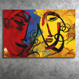 Abstract Art Couple Face Colorful Canvas Prints Wall Art Home Decor, Painting Canvas, Living Room Wall Decor